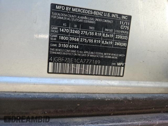 2012 Mercedes-Benz GL 450 with VIN 4JGBF7BE1CA777189, listed as a Copart auction lot 86546804 with 213,114 mi miles and Clean Title. Bid and sale history available at DreamBid. Image 10.