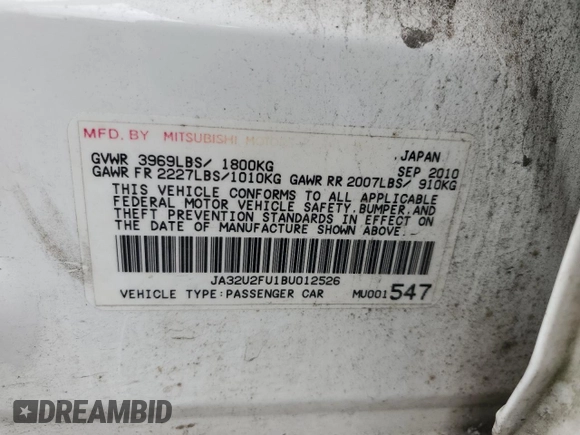 2011 Mitsubishi Lancer ES z VIN JA32U2FU1BU012526, wystawiony jako Copart lot #57635045 z przebiegiem 161 130 mil mil oraz Czysty tytuł • Clean title. Historia ofert i sprzedaży dostępna na DreamBid. Obrazek 12.
