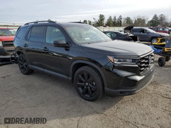 2025 Honda Pilot Black Edition with VIN 5FNYG1H98SB016703, listed as a Copart auction lot 82766044 with 16,758 mi miles and Salvage Title. Bid and sale history available at carsss.com. Image 4.