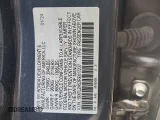 2024 Honda Civic LX z VIN 19XFL2H52RE017237, wystawiony jako Copart lot #56076635 z przebiegiem 20 999 mil mil oraz Szkoda całkowita • Salvage title. Historia ofert i sprzedaży dostępna na DreamBid. Obrazek 12.