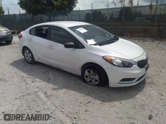 2016 Kia Forte LX with VIN KNAFX4A62G5527371, listed as a IAAI auction lot 39833806 with Not Provided miles. Bid and sale history available at carsss.com. Image 1.