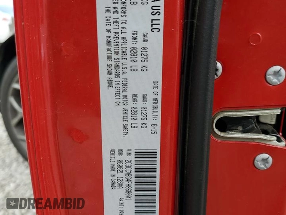 2015 Chrysler 300 S with VIN 2C3CCABG4FH868001, listed as a Copart auction lot 53680455 with 44,283 mi miles and Salvage Title. Bid and sale history available at DreamBid. Image 12.