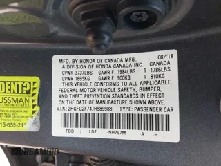 2018 Honda Civic EX с VIN 2HGFC2F74JH589988, выставлен на аукционе IAAI как лот 42443284 с пробегом 206 986 миль миль и . История ставок и продаж доступна на DreamBid. Изображение 9.