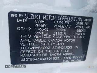 2013 Suzuki SX4 Crossover with VIN JS2YB5A34D6101523, listed as a Copart auction lot 83203184 with 114,057 mi miles and Salvage Title. Bid and sale history available at carsss.com. Image 12.