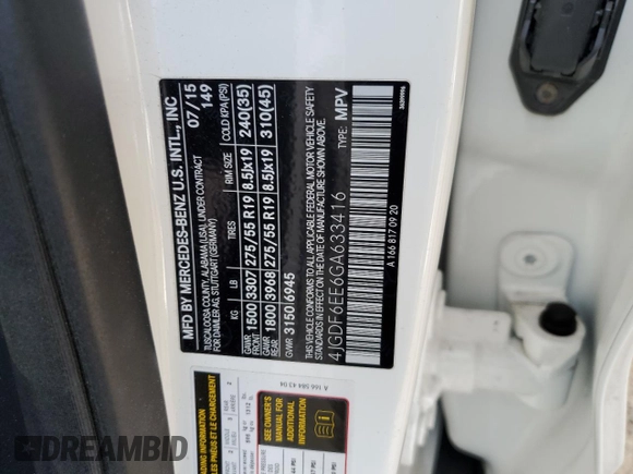 2016 Mercedes-Benz GL with VIN 4JGDF6EE6GA633416, listed as a Copart auction lot 41370185 with 93,185 mi miles and Salvage Title. Bid and sale history available at carsss.com. Image 12.