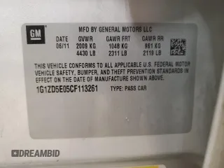 2012 Chevrolet Malibu 2LT with VIN 1G1ZD5E05CF113261, listed as a Copart auction lot 53618835 with 162,315 mi miles and Non Repairable. Bid and sale history available at DreamBid. Image 12.
