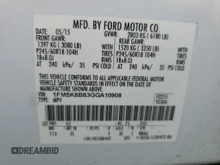 2016 Ford Explorer with VIN 1FM5K8B83GGA10908, listed as a Copart auction lot 51629455 with 194,749 mi miles and Salvage Title. Bid and sale history available at DreamBid. Image 15.