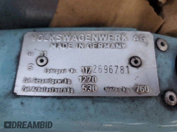 1972 Volkswagen Beetle with VIN 1122696781, listed as a Copart auction lot 83026554 with 11,104 mi miles and Salvage Title. Bid and sale history available at DreamBid. Image 12.