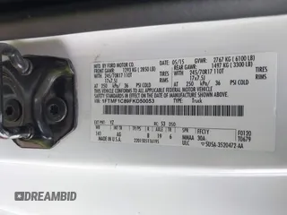 2015 Ford F-150 XL with VIN 1FTMF1C89FKD50053, listed as a IAAI auction lot 41704237 with 187,408 mi miles and . Bid and sale history available at DreamBid. Image 9.