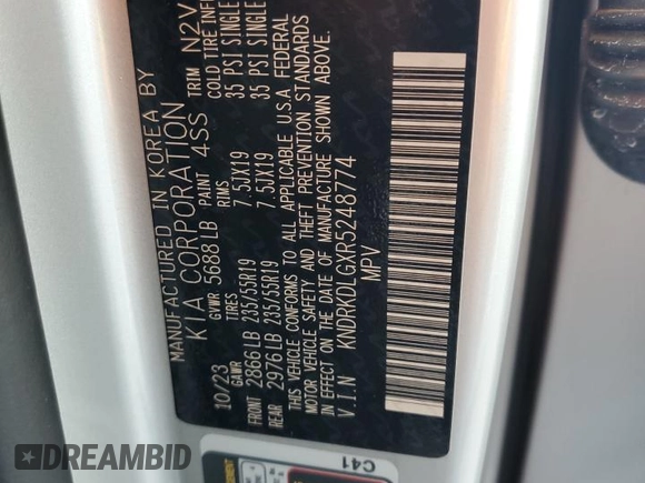 2024 Kia Sorento SX Prestige with VIN KNDRKDLGXR5248774, listed as a Copart auction lot 79693344 with 10,669 mi miles and Salvage title. Bid and sale history available at DreamBid. Image 15.