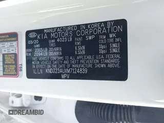 2021 Kia Soul S with VIN KNDJ23AUXM7124839, listed as a IAAI auction lot 41860802 with 38,856 mi miles and . Bid and sale history available at DreamBid. Image 9.