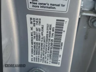 2009 Honda CR-V LX z VIN 5J6RE48319L048126, wystawiony jako Copart lot #59668385 z przebiegiem 191 638 mil mil oraz Szkoda całkowita • Salvage title. Historia ofert i sprzedaży dostępna na DreamBid. Obrazek 13.