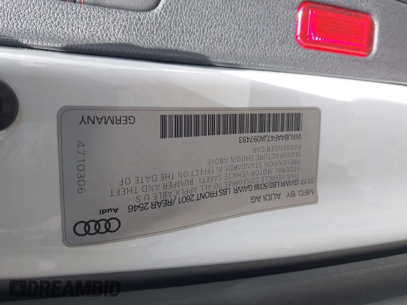 2018 Audi S4 Premium Plus with VIN WAUB4AF47JA097493, listed as a IAAI auction lot 41917665 with 76,132 mi miles. Bid and sale history available at carsss.com. Image 9.