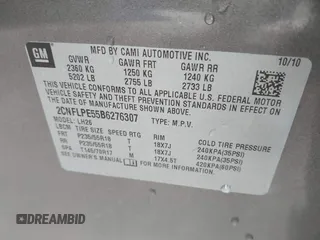 2011 Chevrolet Equinox LT with VIN 2CNFLPE55B6276307, listed as a IAAI auction lot 41952916 with 173,718 mi miles. Bid and sale history available at carsss.com. Image 9.