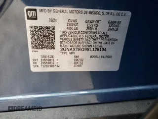 2025 Chevrolet Equinox AWD RS z VIN 3GNAXTEG9SL126104, wystawiony jako Copart lot #43337995 z przebiegiem 5 348 mil mil oraz Szkoda całkowita • Salvage title. Historia ofert i sprzedaży dostępna na DreamBid. Obrazek 16.