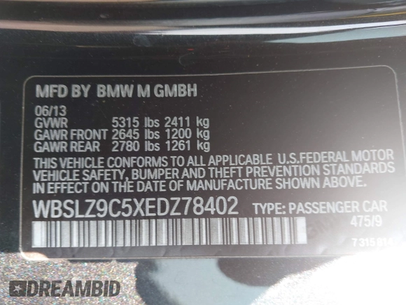 2014 BMW M6 z VIN WBSLZ9C5XEDZ78402, wystawiony jako IAAI lot #42399055 z przebiegiem 127 803 mil mil oraz . Historia ofert i sprzedaży dostępna na DreamBid. Obrazek 9.