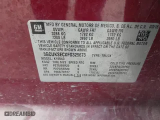 2015 Chevrolet Silverado 1500 LTZ with VIN 3GCUKSECXFG325673, listed as a IAAI auction lot 41585675 with 253,364 mi miles. Bid and sale history available at carsss.com. Image 9.