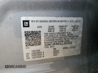 2020 Chevrolet Trax LS with VIN 3GNCJKSB1LL211212, listed as a Copart auction lot 50699895 with 59,276 mi miles and Non Repairable. Bid and sale history available at DreamBid. Image 13.