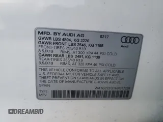 2017 Audi Q3 Prestige with VIN WA1GCCFS1HR017228, listed as a Copart auction lot 41571055 with 63,301 mi miles and Salvage Title. Bid and sale history available at carsss.com. Image 14.