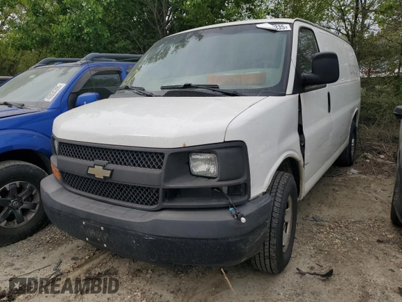 2013 Chevrolet Express Cargo with VIN 1GCWGFBA4D1110306, listed as a Copart auction lot 54005335 with 300,748 mi miles and Salvage title. Bid and sale history available at DreamBid. Image 1.