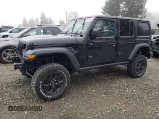 2021 Jeep Wrangler Unlimited Willys with VIN 1C4HJXDM7MW596376, listed as a Copart auction lot 88356665 with 27,866 mi miles and Salvage Title. Bid and sale history available at DreamBid. Image 1.