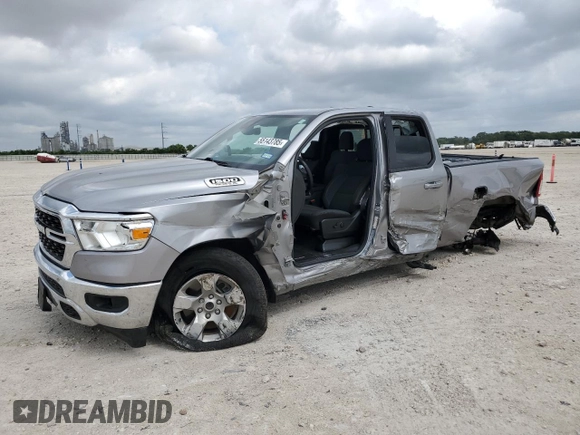 2022 Ram 1500 Big Horn with VIN 1C6SRFBT6NN135557, listed as a Copart auction lot 55143785 with 64,930 mi miles and Salvage title. Bid and sale history available at DreamBid. Image 1.