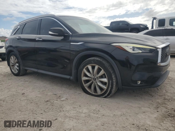 2019 Infiniti QX50 LUXE with VIN 3PCAJ5M17KF122876, listed as a Copart auction lot 52602035 with 95,387 mi miles and Salvage Title. Bid and sale history available at carsss.com. Image 4.