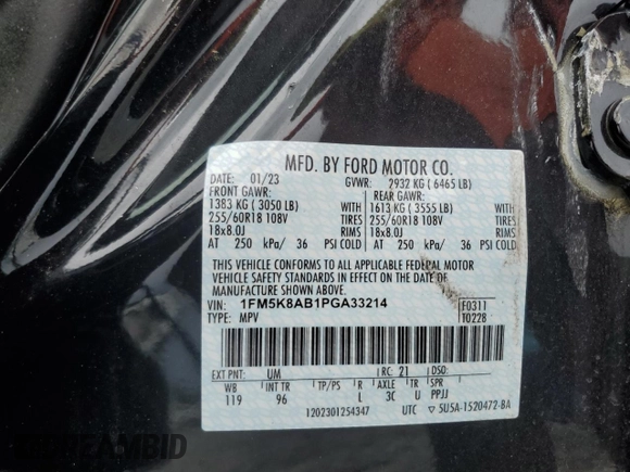 2023 Ford Police Interceptor Utility z VIN 1FM5K8AB1PGA33214, wystawiony jako Copart lot #57846485 z przebiegiem 6 026 mil mil oraz Szkoda całkowita • Salvage title. Historia ofert i sprzedaży dostępna na DreamBid. Obrazek 13.