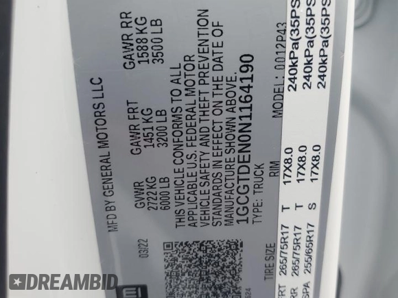 2022 Chevrolet Colorado 4WD Z71 z VIN 1GCGTDEN0N1164190, wystawiony jako Copart lot #57850875 z przebiegiem 18 788 mil mil oraz Szkoda całkowita • Salvage title. Historia ofert i sprzedaży dostępna na DreamBid. Obrazek 13.