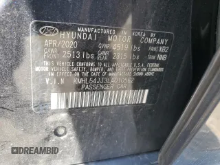 2020 Hyundai Sonata Hybrid Limited with VIN KMHL54JJ3LA010562, listed as a Copart auction lot 51550634 with 34,161 mi miles and Salvage Title. Bid and sale history available at carsss.com. Image 12.