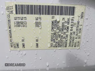 2011 Nissan Maxima SV с VIN 1N4AA5AP3BC848391, выставлен на аукционе IAAI как лот 42118014 с пробегом 173 905 миль миль и . История ставок и продаж доступна на DreamBid. Изображение 9.