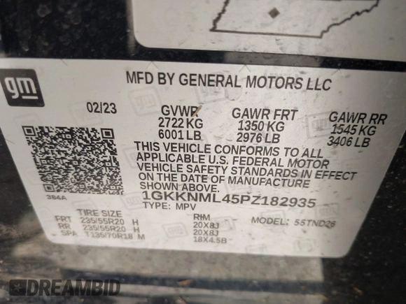 2023 GMC Acadia SLT z VIN 1GKKNML45PZ182935, wystawiony jako IAAI lot #42014235 z przebiegiem 73 070 mil mil oraz . Historia ofert i sprzedaży dostępna na DreamBid. Obrazek 9.