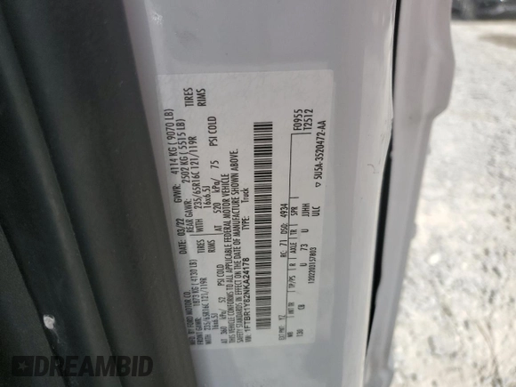 2022 Ford Transit Cargo with VIN 1FTBR1Y82NKA24178, listed as a Copart auction lot 44745704 with 15,951 mi miles and . Bid and sale history available at DreamBid. Image 12.