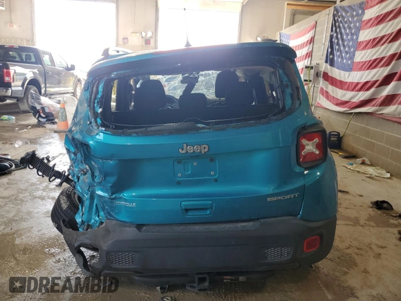 2020 Jeep Renegade Sport with VIN ZACNJAA13LPL94704, listed as a Copart auction lot 65293964 with 37,609 mi miles and Salvage Title. Bid and sale history available at DreamBid. Image 6.