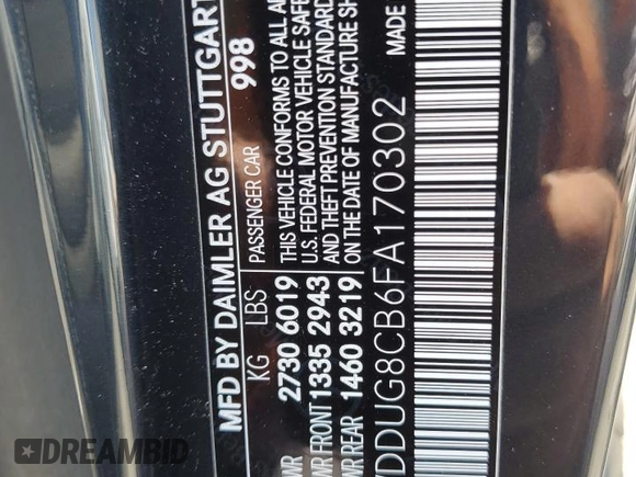 2015 Mercedes-Benz S 550 z VIN WDDUG8CB6FA170302, wystawiony jako Copart lot #57127035 z przebiegiem Nie podano mil oraz Szkoda całkowita • Salvage title. Historia ofert i sprzedaży dostępna na DreamBid. Obrazek 12.