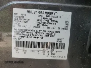 2018 Ford Edge SEL with VIN 2FMPK3J93JBB84790, listed as a Copart auction lot 51238815 with 83,037 mi miles and Salvage Title. Bid and sale history available at carsss.com. Image 13.
