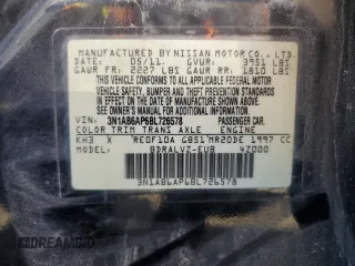 2011 Nissan Sentra SL with VIN 3N1AB6AP6BL726578, listed as a Copart auction lot 50594325 with 136,325 mi miles and Salvage Title. Bid and sale history available at DreamBid. Image 14.