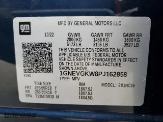 2023 Chevrolet Traverse LT Cloth with VIN 1GNEVGKW8PJ162858, listed as a Copart auction lot 41449485 with 11,545 mi miles and Non Repairable. Bid and sale history available at carsss.com. Image 14.