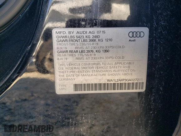2016 Audi Q5 Premium Plus z VIN WA1L2AFP3GA027211, wystawiony jako Copart lot #43056945 z przebiegiem 112 528 mil mil oraz Szkoda całkowita • Salvage title. Historia ofert i sprzedaży dostępna na DreamBid. Obrazek 13.