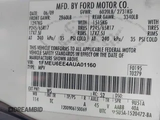 2010 Ford Explorer Eddie Bauer with VIN 1FMEU6EE4AUA01160, listed as a IAAI auction lot 41509239 with 332,843 mi miles. Bid and sale history available at carsss.com. Image 9.