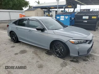 2025 Honda Civic Sedan Hybrid Sport with VIN 2HGFE4F80SH301920, listed as a Copart auction lot 46314325 with 8,539 mi miles and Salvage Title. Bid and sale history available at carsss.com. Image 4.