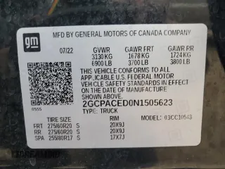 2022 Chevrolet Silverado 1500 LT with VIN 2GCPACED0N1505623, listed as a Copart auction lot 42452965 with 48,485 mi miles and Salvage Title. Bid and sale history available at carsss.com. Image 12.
