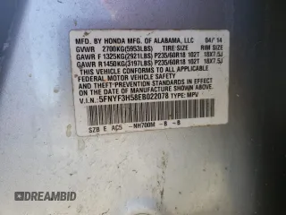 2014 Honda Pilot EX-L with VIN 5FNYF3H58EB022078, listed as a Copart auction lot 84712544 with 136,489 mi miles and Salvage Title. Bid and sale history available at carsss.com. Image 15.