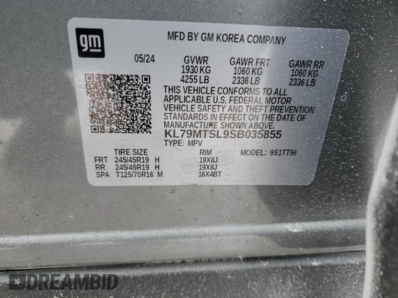 2025 Chevrolet TrailBlazer RS with VIN KL79MTSL9SB035855, listed as a Copart auction lot 88289855 with 3,389 mi miles and Salvage Title. Bid and sale history available at carsss.com. Image 13.
