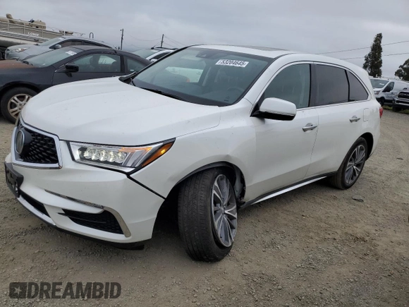 2019 Acura MDX Technology with VIN 5J8YD4H50KL003207, listed as a Copart auction lot 53204645 with 48,476 mi miles and Salvage title. Bid and sale history available at DreamBid. Image 1.