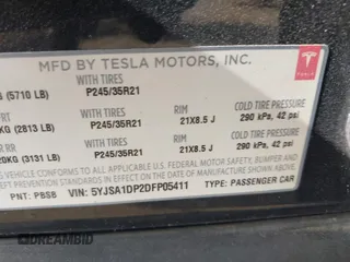 2013 Tesla Model S Performance с VIN 5YJSA1DP2DFP05411, выставлен на аукционе IAAI как лот 42705130 с пробегом Не указан миль и . История ставок и продаж доступна на DreamBid. Изображение 9.