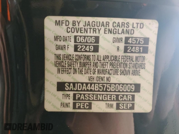 2007 Jaguar XK with VIN SAJDA44B575B06009, listed as a Copart auction lot 43648365 with 105,106 mi miles and Clean Title. Bid and sale history available at carsss.com. Image 12.