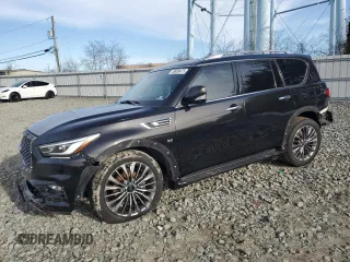 2019 Infiniti QX80 LUXE with VIN JN8AZ2NF3K9681793, listed as a Copart auction lot 49930475 with 83,923 mi miles and Salvage Title. Bid and sale history available at carsss.com. Image 1.