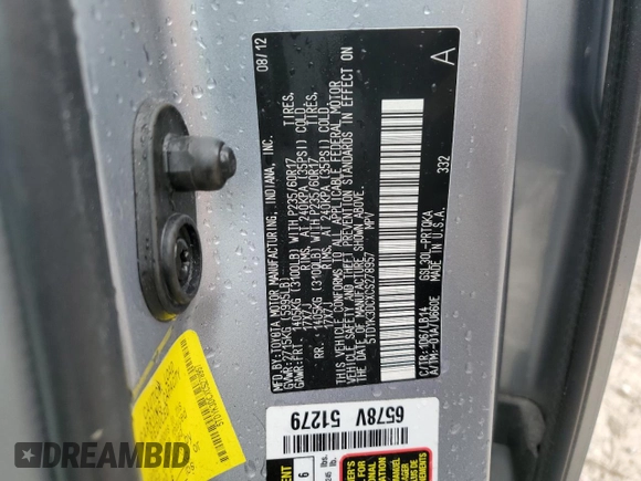 2012 Toyota Sienna XLE AAS with VIN 5TDYK3DCXCS278957, listed as a Copart auction lot 54218945 with 92,126 mi miles and Salvage Title. Bid and sale history available at carsss.com. Image 13.