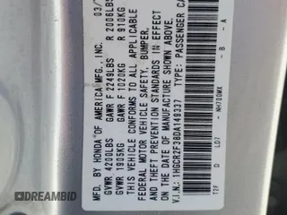 2013 Honda Accord LX z VIN 1HGCR2F38DA149337, wystawiony jako Copart lot #58261645 z przebiegiem 150 598 mil mil oraz Szkoda całkowita • Salvage title. Historia ofert i sprzedaży dostępna na DreamBid. Obrazek 12.